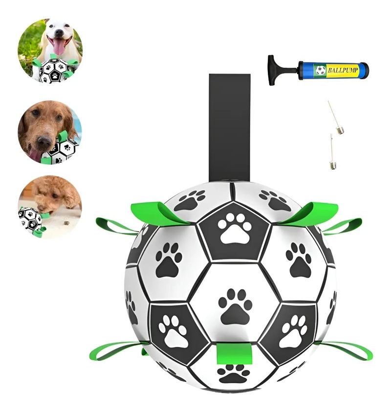 BALON DE FUTBOL INTERACTIVO PARA PERROS CON ASA Y CUERDA - 1