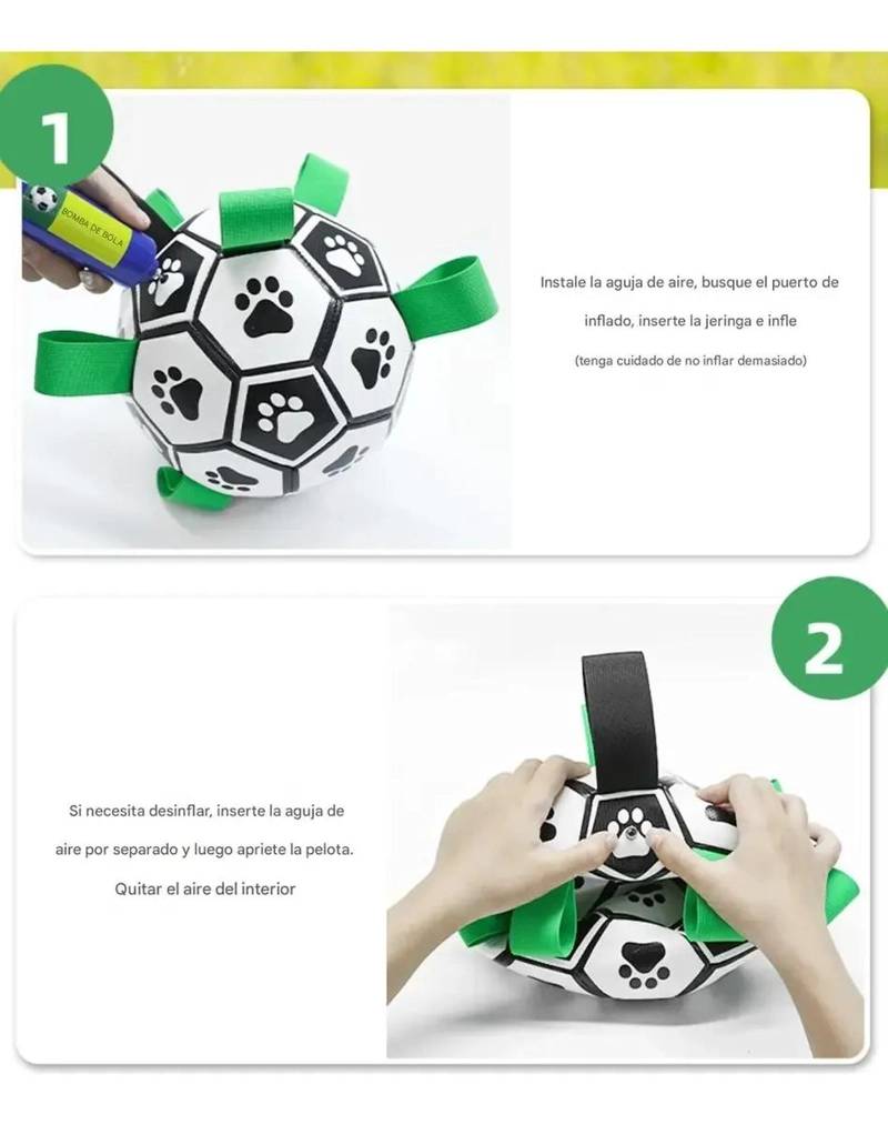 BALON DE FUTBOL INTERACTIVO PARA PERROS CON ASA Y CUERDA - 6
