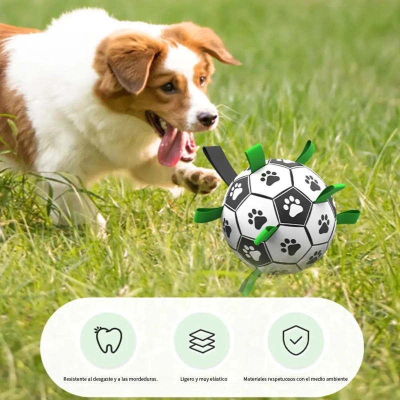 BALON DE FUTBOL INTERACTIVO PARA PERROS CON ASA Y CUERDA - 8