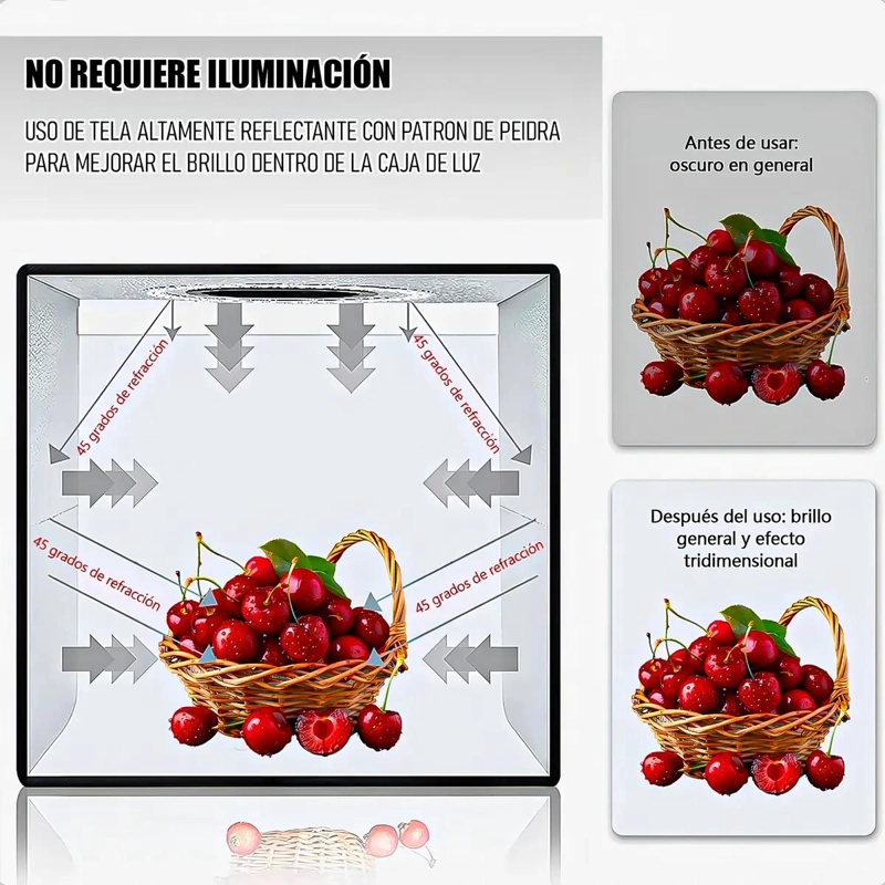 MINI ESTUDIO FOTOGRAFICO PLEGABLE CON ILUMINACION LED - 8