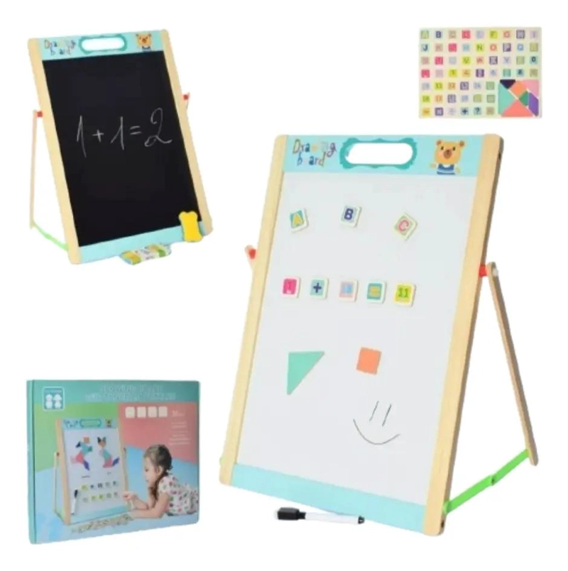 PIZARRA DIDACTICA MAGNE TICA DOBLE CARA PARA NIÑOS - 1
