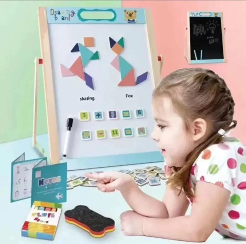 PIZARRA DIDACTICA MAGNE TICA DOBLE CARA PARA NIÑOS - 5