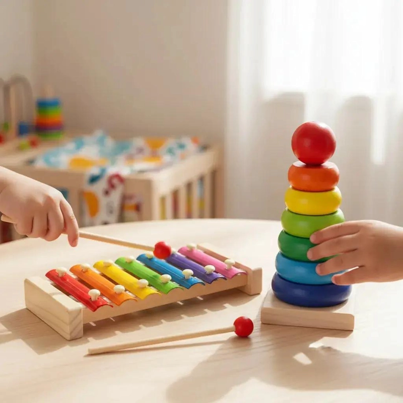 METALOFONO Y TORRE DE MADERA PARA APRENDIZAJE INFANTIL - 1