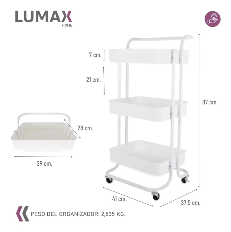 CARRITO ORGANIZADOR MULTIFUNCIONAL DE 3 NIVELES CON RUEDAS - 2