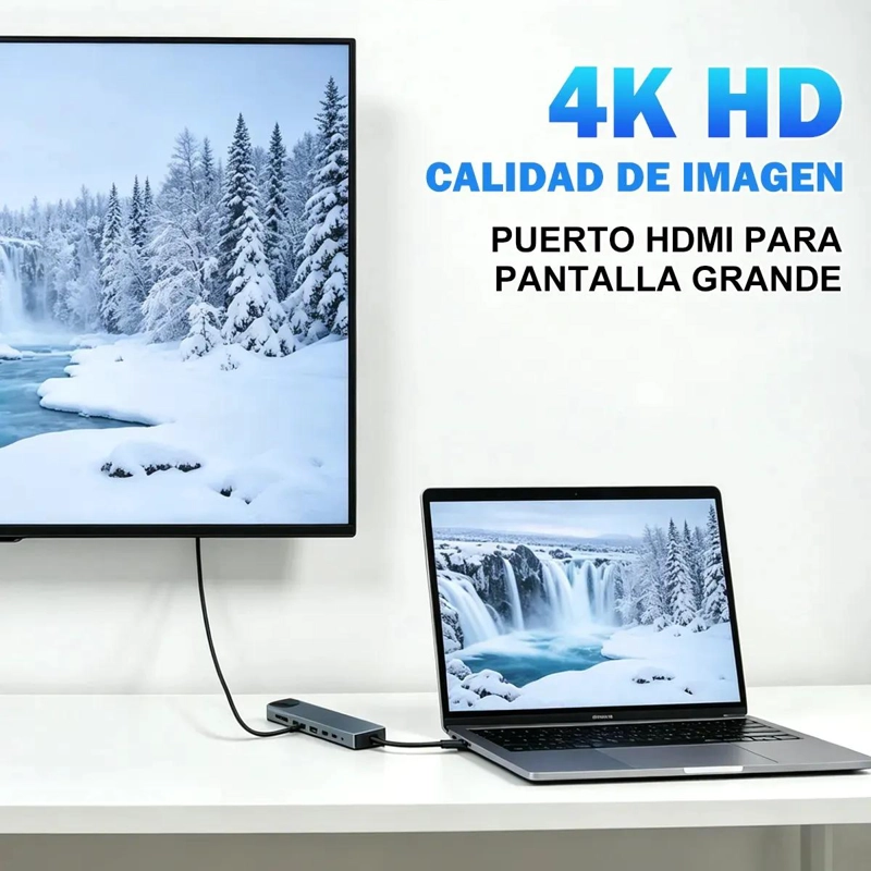 ADAPTADOR HUB USB TIPO C 8 EN 1 CON RJ45 Y HDMI - 4