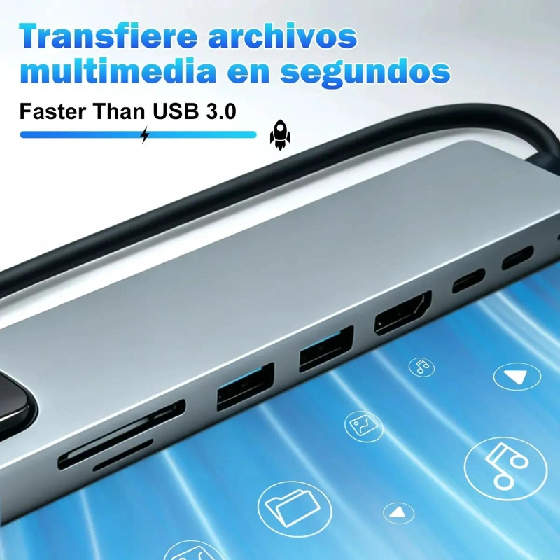 ADAPTADOR HUB USB TIPO C 8 EN 1 CON RJ45 Y HDMI - 6