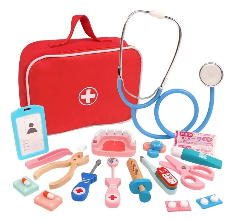 JUEGO DE MADERA MALETA DE DOCTOR CON ACCESORIOS EDUCATIVOS - 5