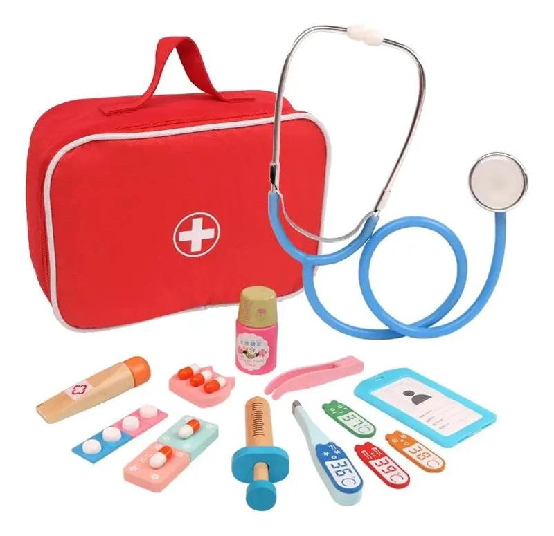 JUEGO DE MADERA MALETA DE DOCTOR CON ACCESORIOS EDUCATIVOS - 6