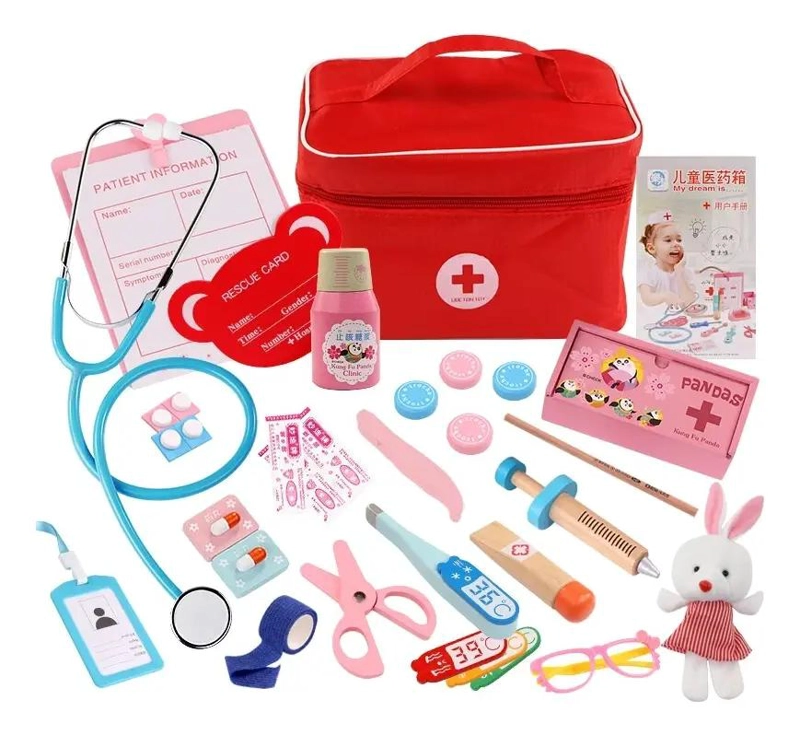 JUEGO DE MADERA MALETA DE DOCTOR CON ACCESORIOS EDUCATIVOS - 9