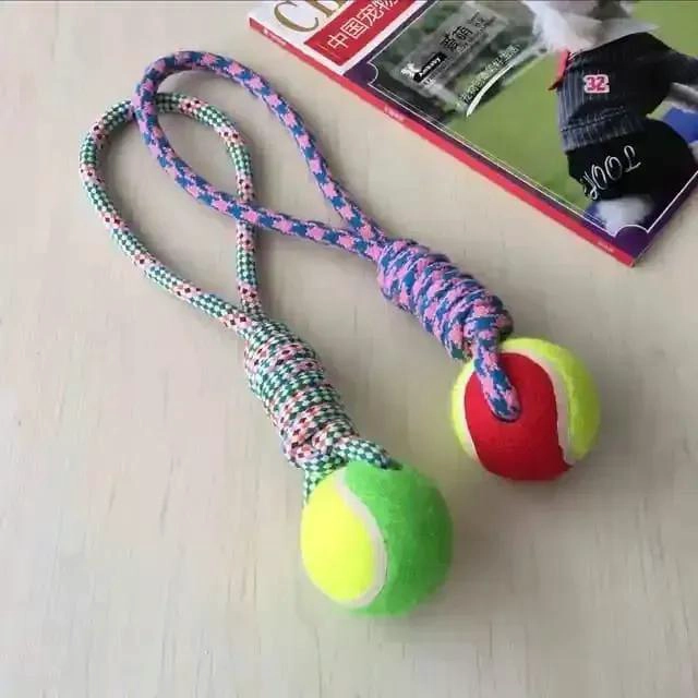 PELOTA DE FIELTRO CON CUERDA DE ALGODON PARA PERROS - 2