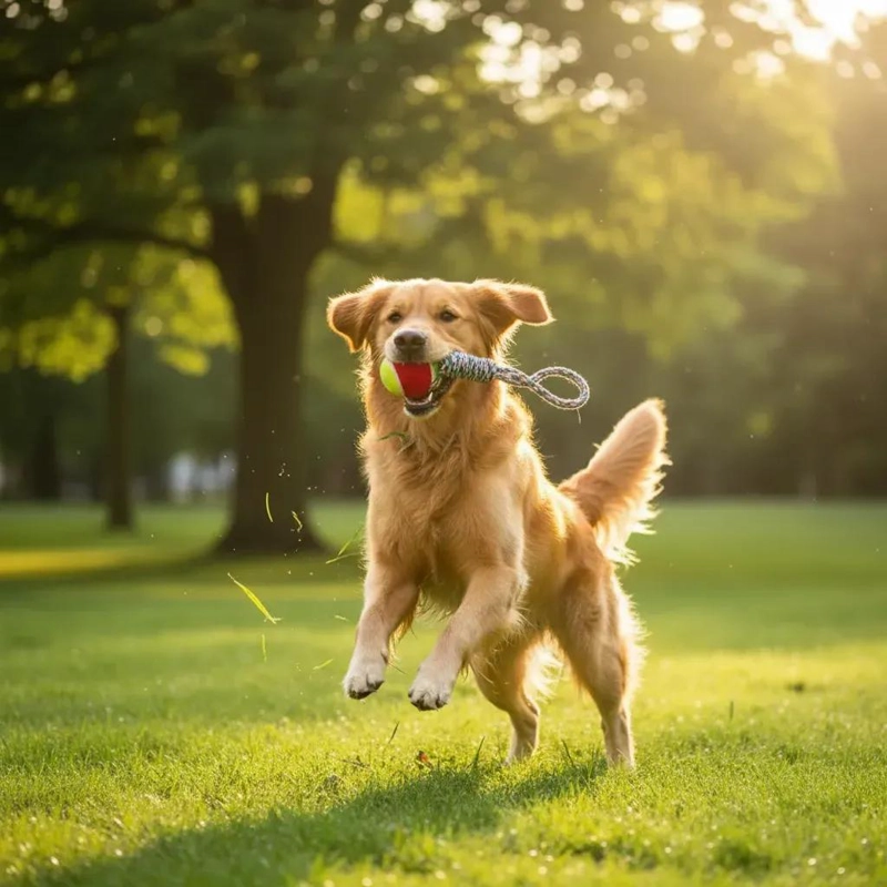PELOTA DE FIELTRO CON CUERDA DE ALGODON PARA PERROS - 4