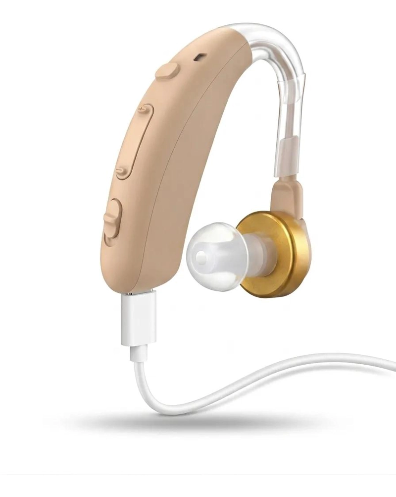 AUDIFONO RECARGABLE AMPLIFICADOR DE SONIDO COLOR BEIGE - 1