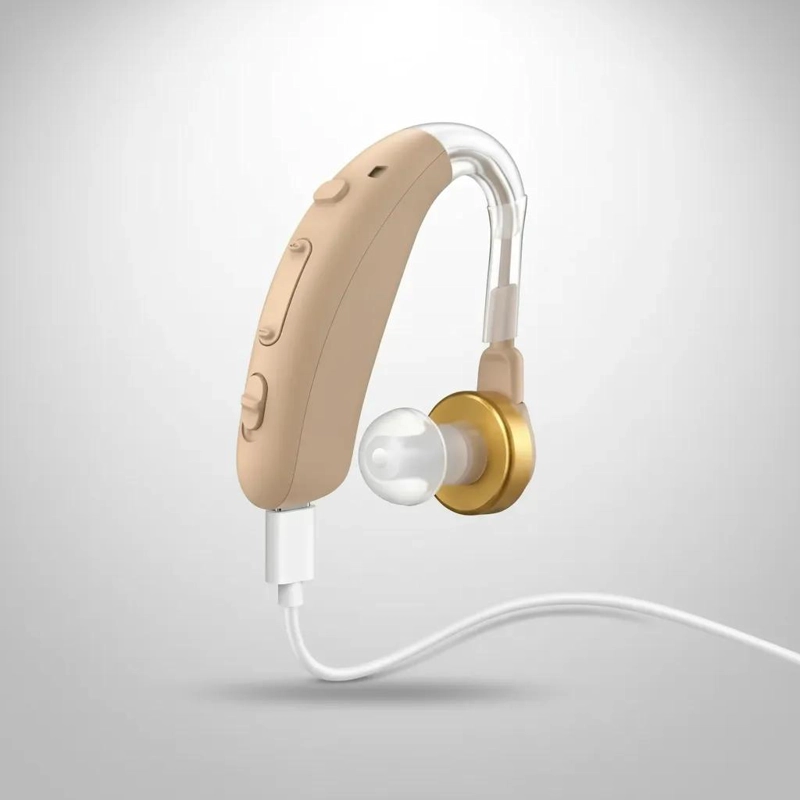 AUDIFONO RECARGABLE AMPLIFICADOR DE SONIDO COLOR BEIGE - 4