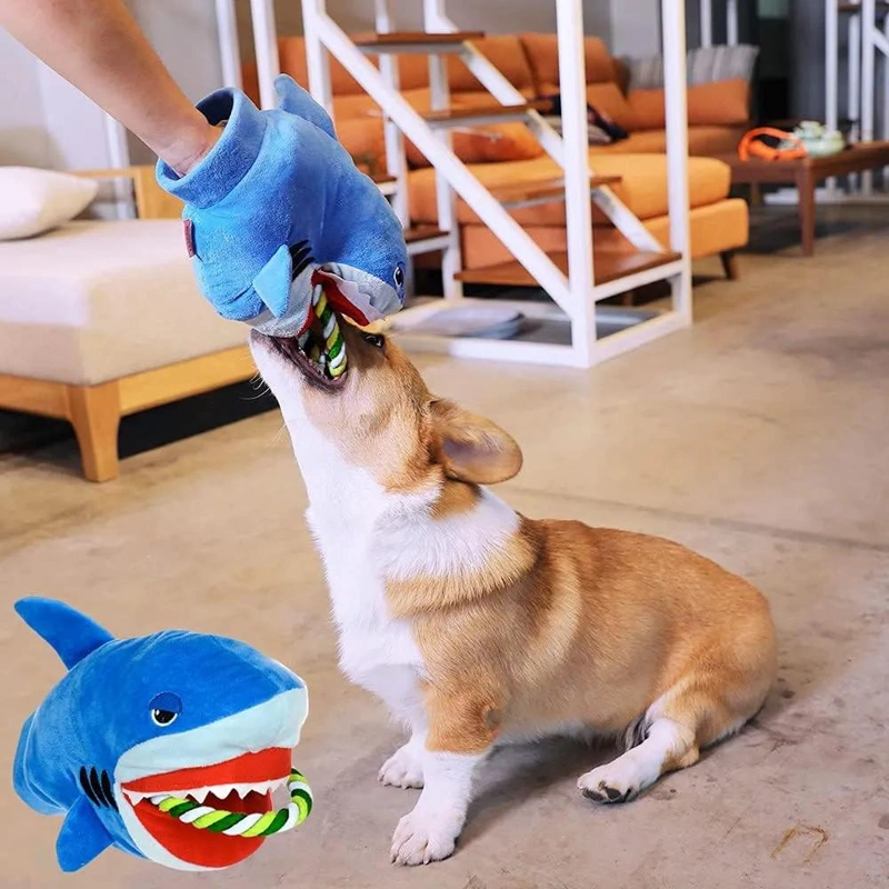 JUGUETE DE PELUCHE TIBURON CON CUERDA PARA PERROS - 6