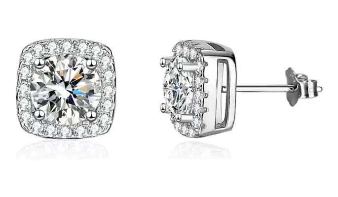 AROS HALO BRILLANTE CON CIRCONIA Y PLATA S925 ELEGANTES - 1