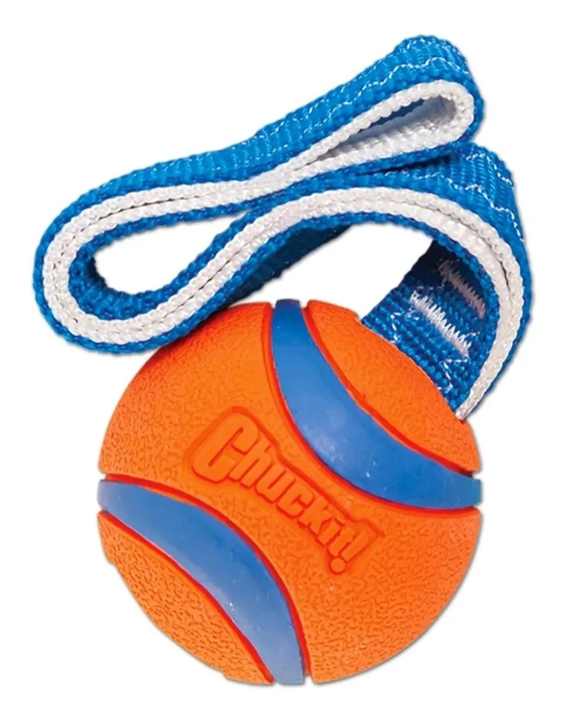 PELOTA DE GOMA FLOTANTE PARA PERROS CON CINTA RESISTENTE - 1