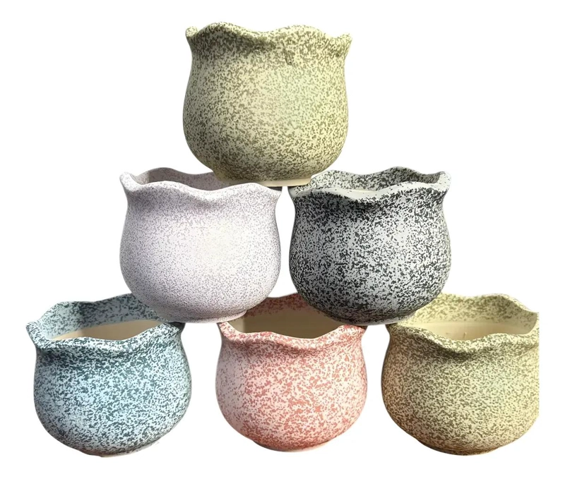 PACK DE 3 MACETEROS CILINDRICOS DE CERAMICA PARA SUCULENTAS - 1