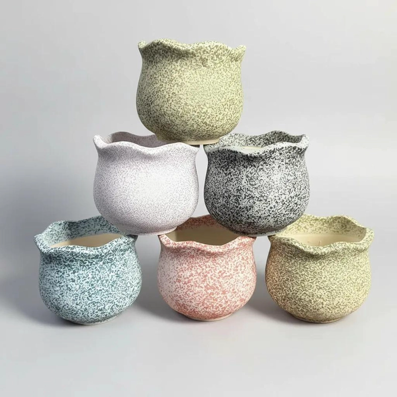 PACK DE 3 MACETEROS CILINDRICOS DE CERAMICA PARA SUCULENTAS - 4