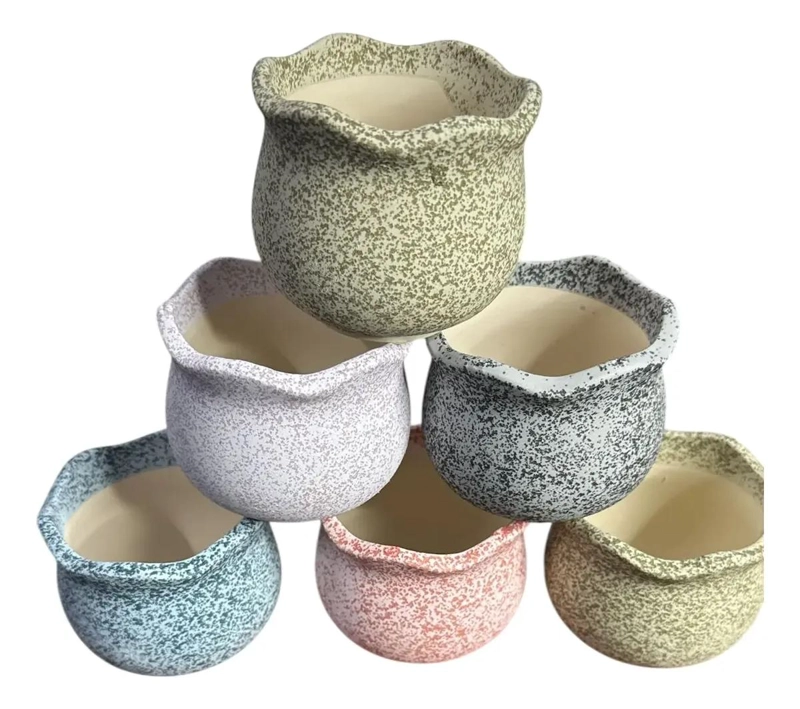 PACK DE 3 MACETEROS CILINDRICOS DE CERAMICA PARA SUCULENTAS - 7