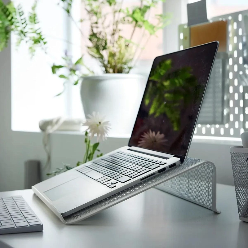 SOPORTE ELEVADOR PARA NOTEBOOK EN ACERO BLANCO 36X28X9 CM - 2