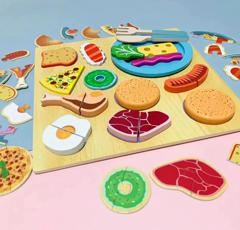 JUEGO DE COCINA DE MADERA CON ALIMENTOS PARA NIÑOS - 3