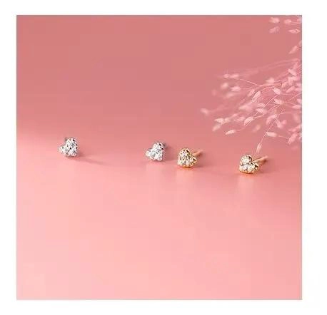 AROS DE CORAZON MINIATURA EN PLATA LEY 925 PARA MUJER - 3