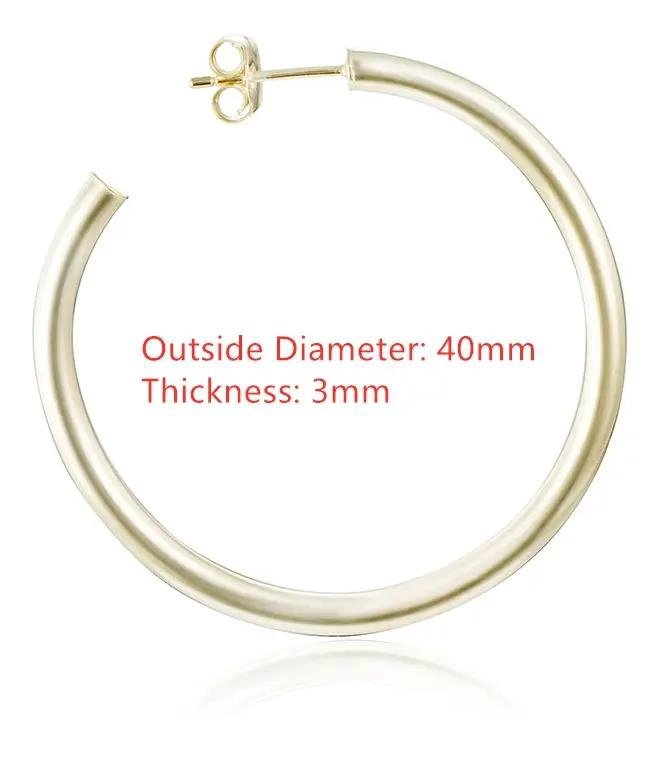 ARGOLLAS DORADAS DE PLATA 925 CHAPADAS EN ORO 18K DE 40 MM - 2