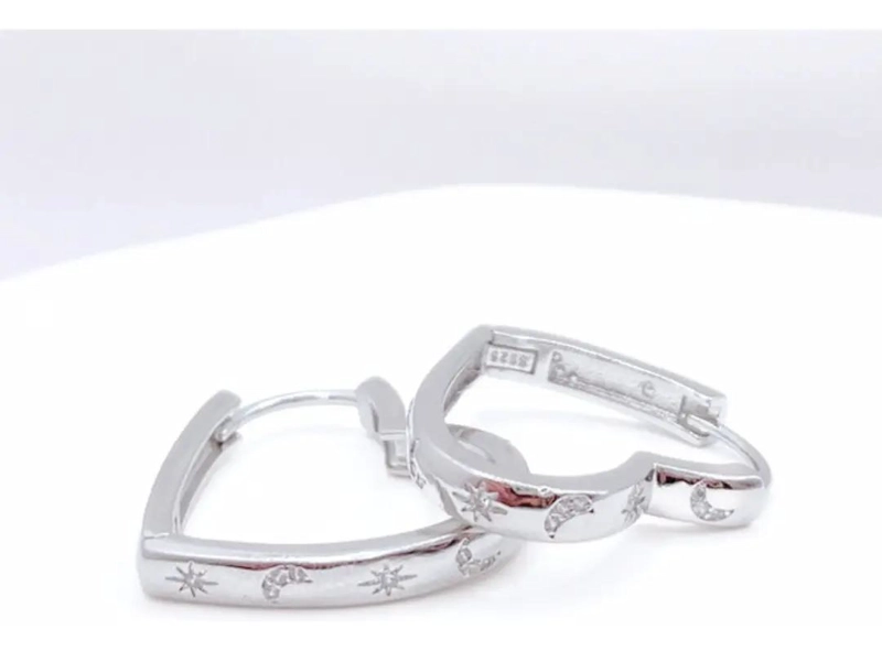 AROS DE PLATA 925 EN FORMA DE CORAZON CON CIRCONES BLANCOS - 5