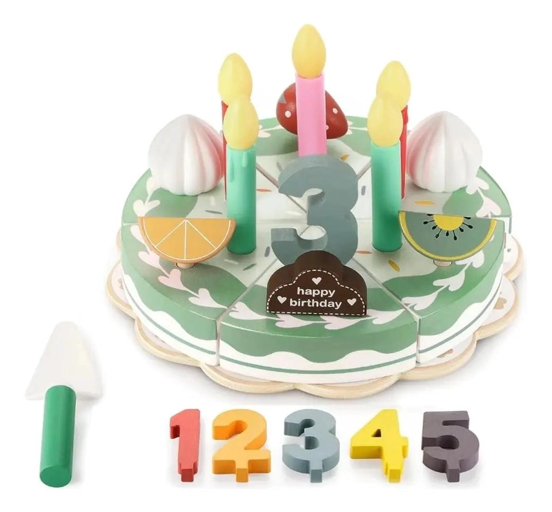 JUGUETE DE MADERA PASTEL DE CUMPLEAÑOS PARA NIÑOS - 2
