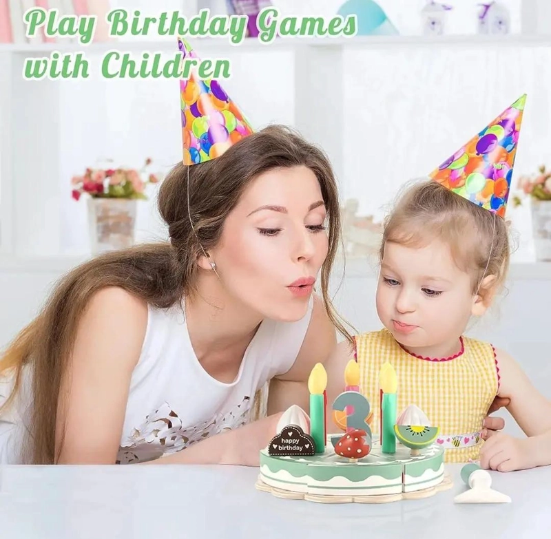 JUGUETE DE MADERA PASTEL DE CUMPLEAÑOS PARA NIÑOS - 4