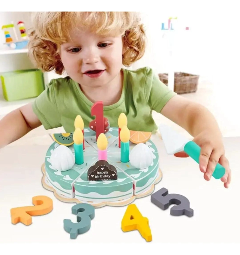 JUGUETE DE MADERA PASTEL DE CUMPLEAÑOS PARA NIÑOS - 5