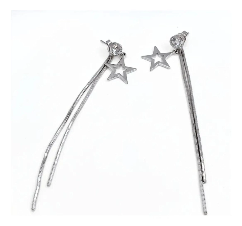 AROS COLGANTES DE PLATA 925 CON DISEÑO DE ESTRELLA FUGAZ - 3