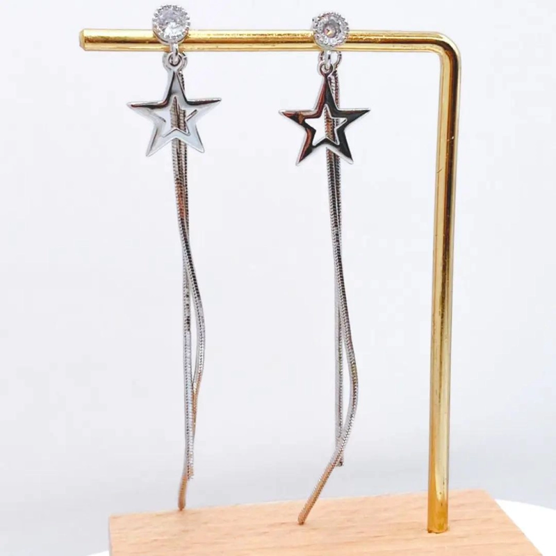 AROS COLGANTES DE PLATA 925 CON DISEÑO DE ESTRELLA FUGAZ - 4