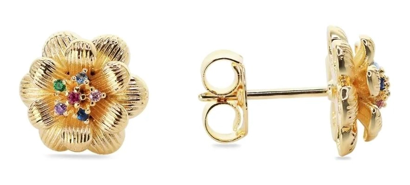 AROS FLORALES DORADOS ENCHAPADOS EN ORO 18K PARA MUJER - 5