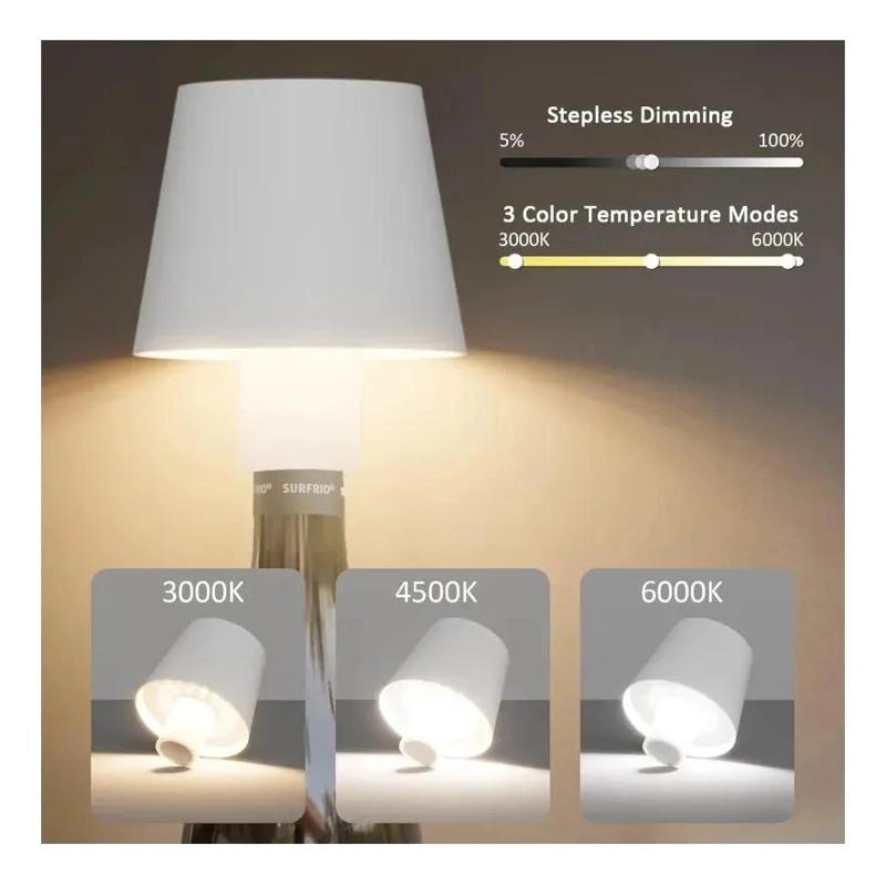 LAMPARA LED INALAMBRICA PARA BOTELLAS CON TRES TONOS DE LUZ - 8