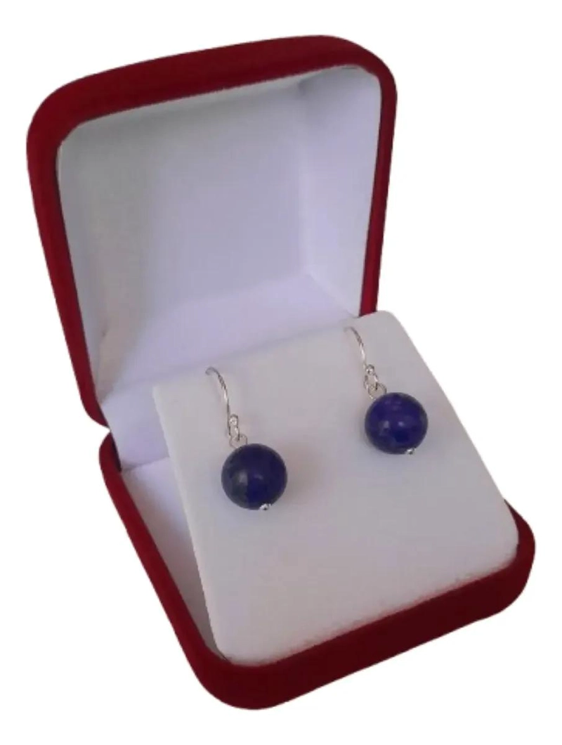 AROS DE LAPISLAZULI EN PLATA 925 CON DISEÑO ESFE RICO - 1