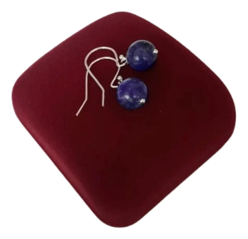 AROS DE LAPISLAZULI EN PLATA 925 CON DISEÑO ESFE RICO - 2
