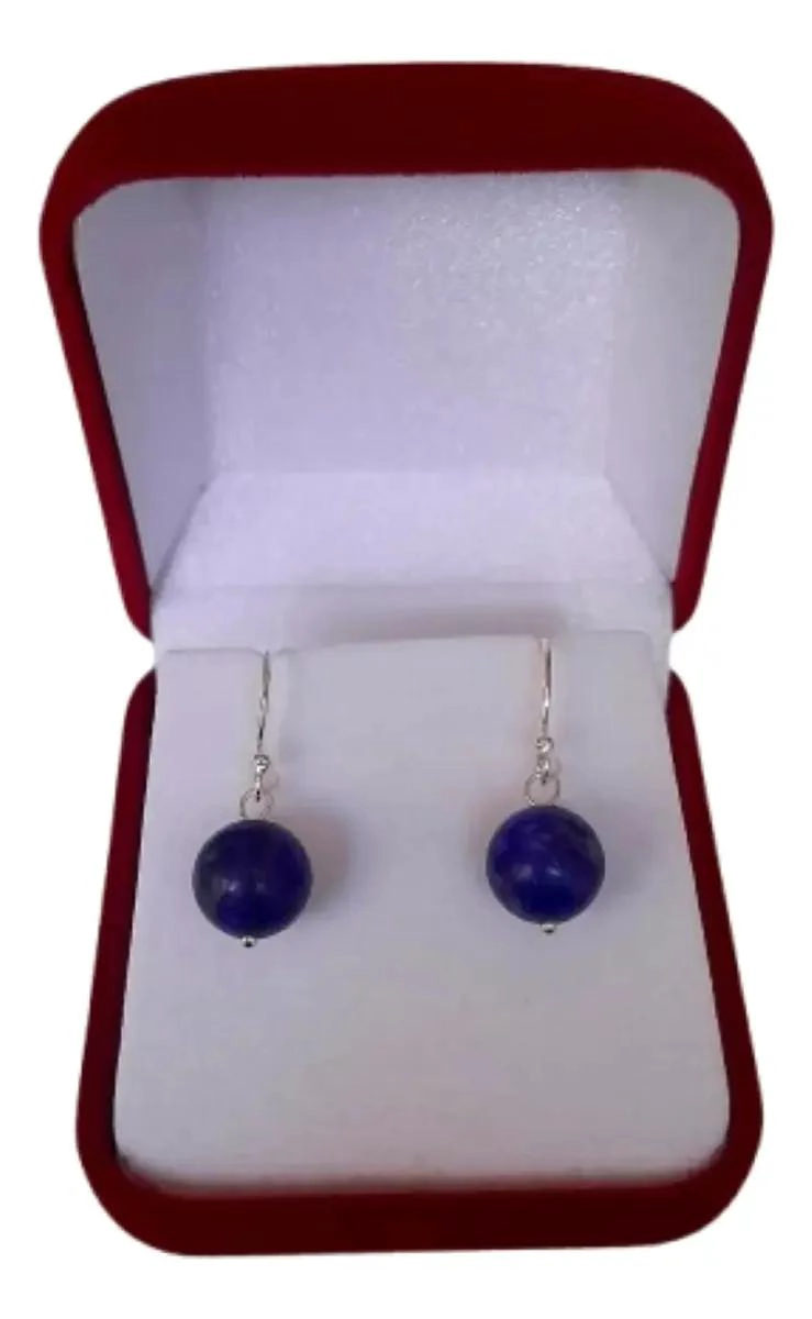 AROS DE LAPISLAZULI EN PLATA 925 CON DISEÑO ESFE RICO - 3
