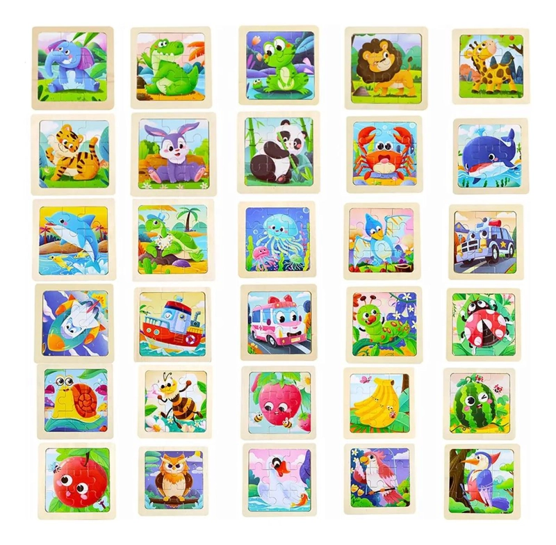ROMPECABEZAS DE MADERA PARA NIÑOS CON 60 FIGURAS COLORIDAS - 1