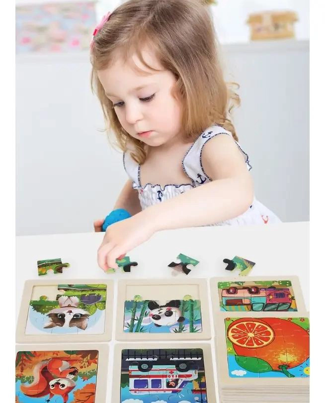 ROMPECABEZAS DE MADERA PARA NIÑOS CON 60 FIGURAS COLORIDAS - 10