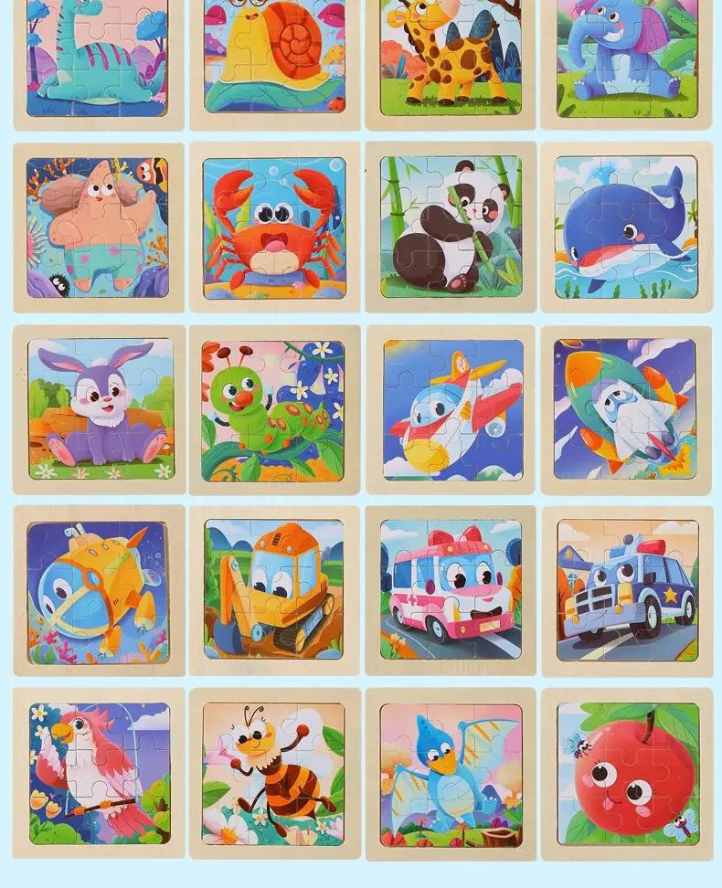 ROMPECABEZAS DE MADERA PARA NIÑOS CON 60 FIGURAS COLORIDAS - 8
