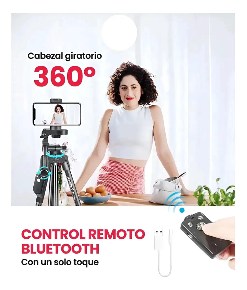 TRIPODE PROFESIONAL PARA CAMARA Y CELULAR CON CONTROL REMOTO - 4