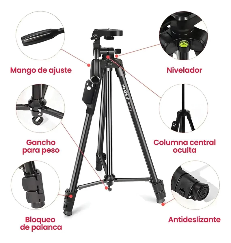 TRIPODE PROFESIONAL PARA CAMARA Y CELULAR CON CONTROL REMOTO - 5