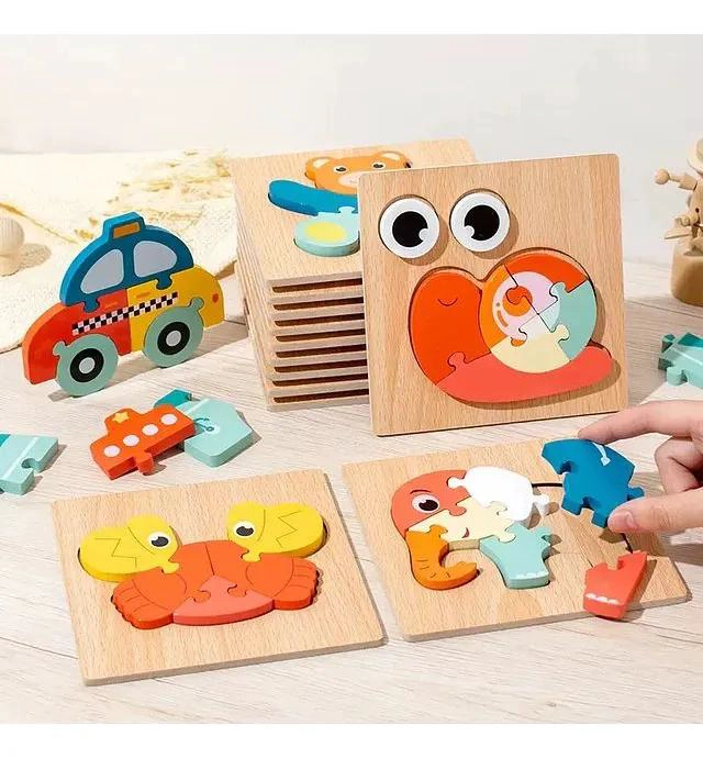 SET DE 6 ROMPECABEZAS DE MADERA 3D PARA NIÑOS - 1