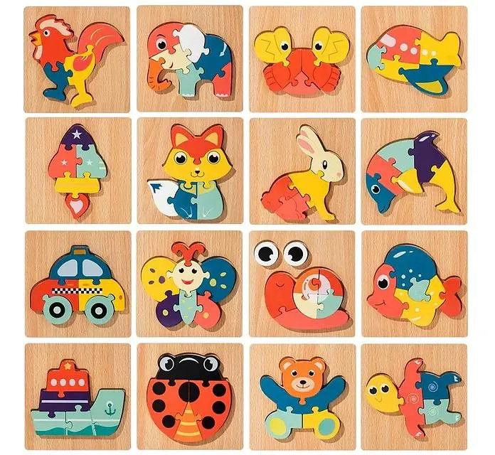 SET DE 6 ROMPECABEZAS DE MADERA 3D PARA NIÑOS - 2
