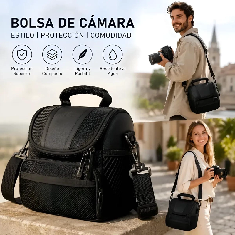 ESTUCHE ACOLCHADO PARA CAMARA FOTOGRAFICA CON COMPARTIMENTOS - 1