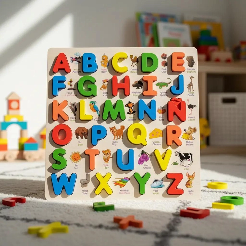 PUZLE DIDACTICO DE MADERA BILINGÜE PARA NIÑOS - 1