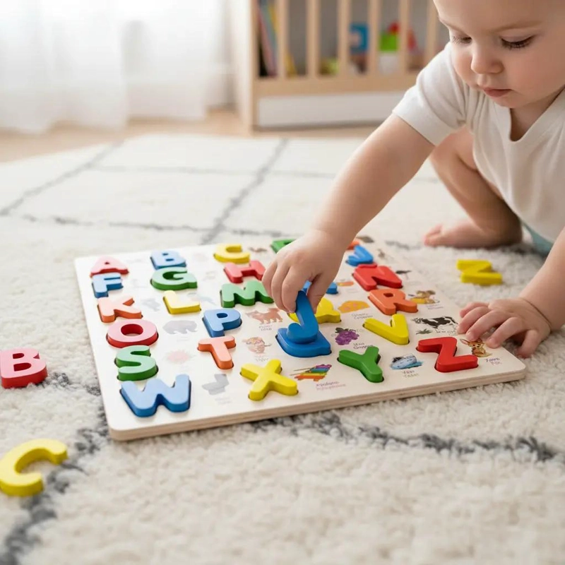 PUZLE DIDACTICO DE MADERA BILINGÜE PARA NIÑOS - 2