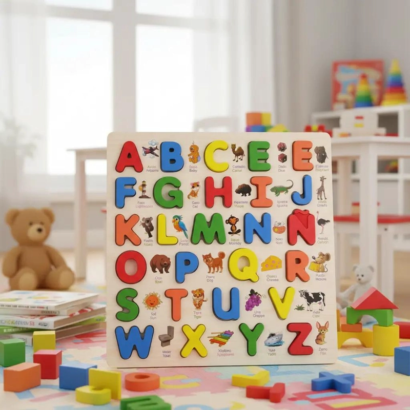PUZLE DIDACTICO DE MADERA BILINGÜE PARA NIÑOS - 4