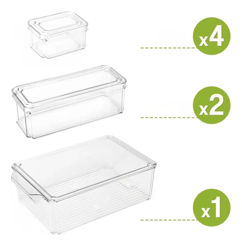 SET DE 7 CONTENEDORES ORGANIZADORES PARA REFRIGERADOR Y COCINA - 1
